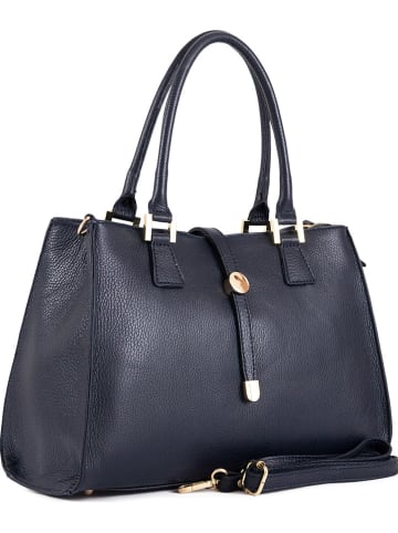 Lia Biassoni Leren handtas "Crati" donkerblauw - (B)35 x (H)25 x (D)11 cm