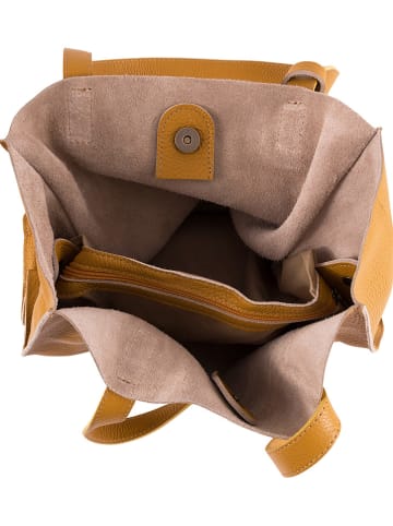Lia Biassoni Leren schoudertas "Busento" geel - (B)34 x (H)28 x (D)12 cm