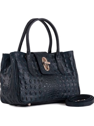 Lia Biassoni Leren handtas donkerblauw - (B)26 x (H)17 x (D)12 cm