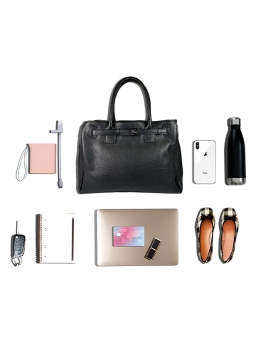 Lia Biassoni Leren handtas zwart - (B)38 x (H)28 x (D)15 cm