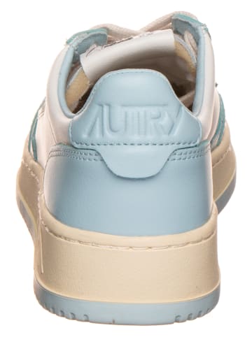 AUTRY Leren sneakers "Medalist" wit/lichtblauw