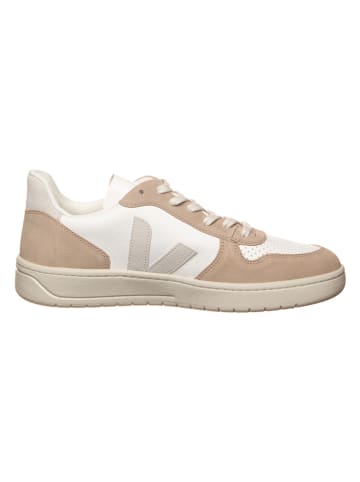 Veja Leder-Sneakers "V 10" in Weiß/ Beige