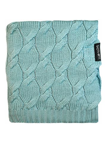 Lullalove Wełniany kocyk w kolorze turkusowym