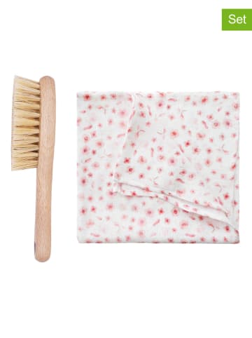 Lullalove 2tlg. Set: Haarbürste & Spucktücher in Natur/ Weiß
