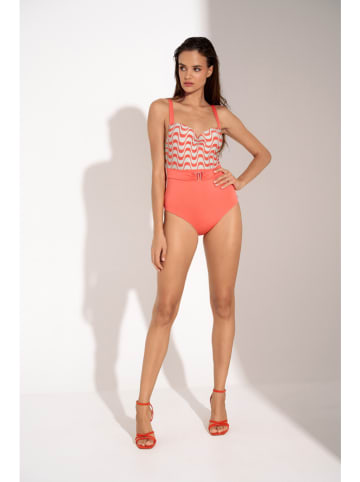Lisca Badeanzug in Koralle/ Weiß