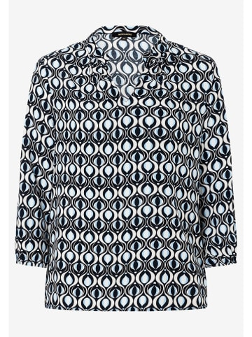 More & More Bluse in Dunkelblau/ Weiß/ Hellblau