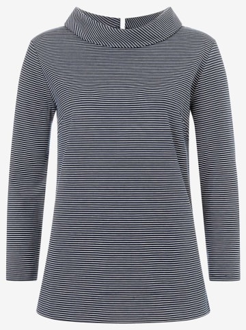 More & More Bluse in Dunkelblau/ Weiß