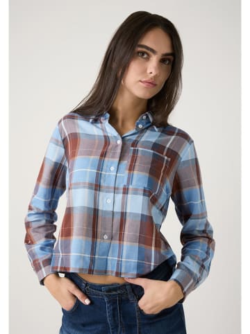 More & More Bluse in Hellblau/ Braun