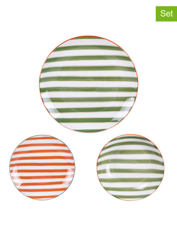 TABLE PASSION 18-częściowy zestaw talerzy "Bahia" w kolorze zielono-pomarańczowo-białym