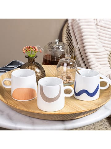 TABLE PASSION Kubki jumbo (3 szt.) "Bering" w kolorze biało-beżowo-niebieskim - 450 ml