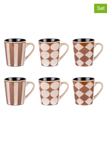 TABLE PASSION Kubki (6 szt.) "Shelby" w kolorze biało-jasnobrązowym - 180 ml