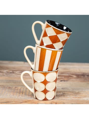 TABLE PASSION 5-delige set: koffiekoppen ''Shelby'' wit/lichtbruin - 180 ml