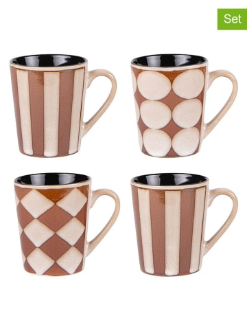 TABLE PASSION Kubki (4 szt.) "Shelby" w kolorze biało-jasnobrązowym - 400 ml