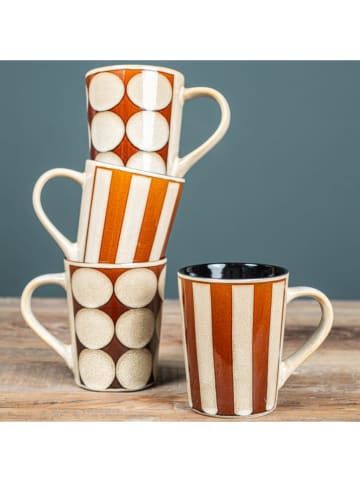 TABLE PASSION 4-delige set: koffiekoppen ''Shelby'' wit/lichtbruin - 400 ml