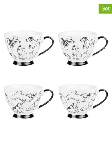 TABLE PASSION 4-delige set: koppen "Oscar" wit/zwart - 200 ml