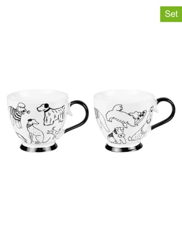 TABLE PASSION Kubki (2 szt.) "Oscar" w kolorze biało-czarnym - 440 ml