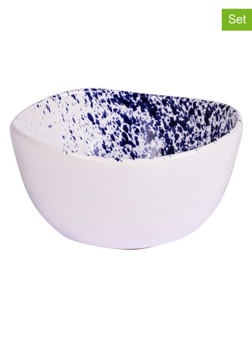 TABLE PASSION 6er-Set: Müslischalen "Fiesta" in Weiß/ Blau - Ø 15,5 cm