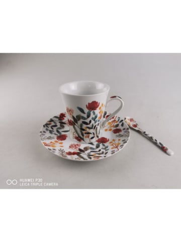 TABLE PASSION 8-częściowy zestaw "Flor" w kolorze biało-czerwono-zielonym - 160 ml