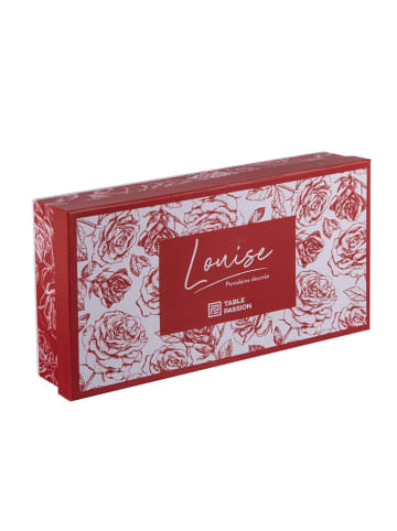 TABLE PASSION 8-delige set: koffiekoppen "Louise" wit/rood - 160 ml