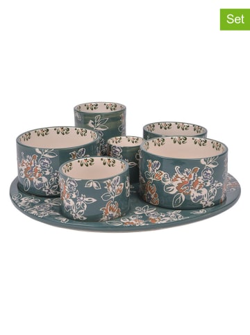 TABLE PASSION 7-częściowy zestaw "Faustine" w kolorze turkusowym