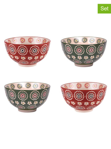 TABLE PASSION 4er-Set: Schalen "Sullivan" in Rot/ Grün - Ø 11 cm