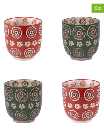 TABLE PASSION 4er-Set: Becher "Sullivan" in Grün/ Rot - 150 ml