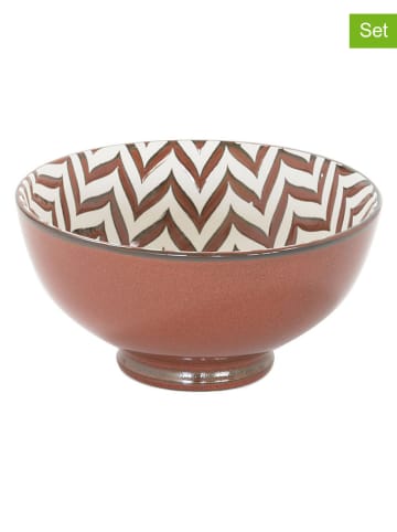 TABLE PASSION 6-delige set: kommen "Bali" lichtbruin/wit - Ø 9,5 cm