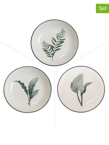 TABLE PASSION Talerze obiadowe (3 szt.) "Floralia" w kolorze biało-zielonym - Ø 24 cm