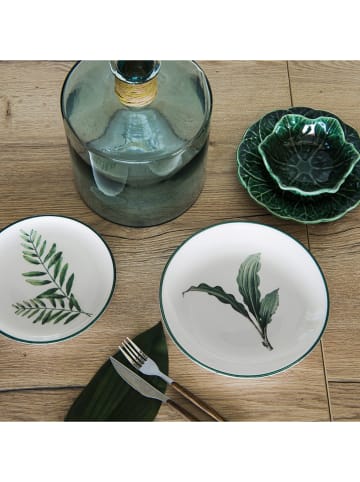 TABLE PASSION Talerze śniadaniowe (3 szt.) "Floralia" w kolorze biało-zielonym - Ø 20,5 cm