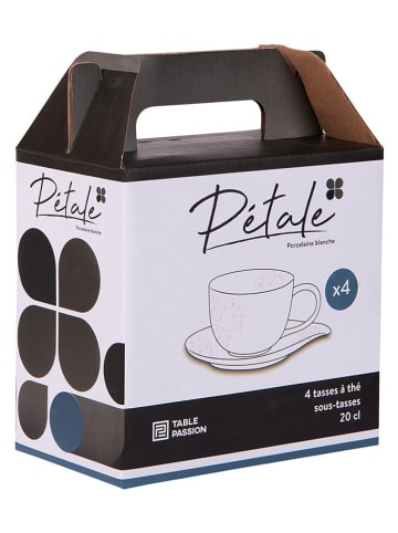 TABLE PASSION Filiżanki (4 szt.) "Petale" w kolorze białym - 200 ml