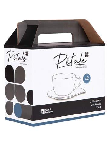 TABLE PASSION Filiżanki (2 szt.) "Petale" w kolorze białym - 550 ml