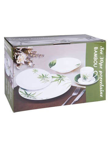 TABLE PASSION 30-częściowy zestaw "Bambou" w kolorze biało-zielonym