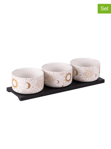 TABLE PASSION 4tlg. Servierset ''Celeste'' in Weiß/ Gold - (B)32 x (H)7 x (T)10 cm