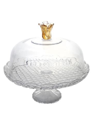 TABLE PASSION Serveerkoepel "Fleur" transparant/geel - Ø 30 cm