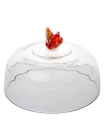 TABLE PASSION Serveerkoepel "Papillon" transparant/rood - Ø 30 cm
