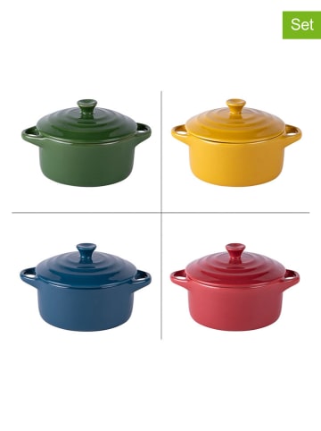 TABLE PASSION 4-delige set: mini-braadsledes "Old" meerkleurig - Ø 13 cm