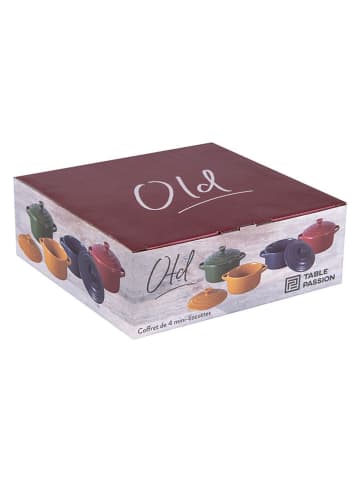 TABLE PASSION 4-delige set: mini-braadsledes "Old" meerkleurig - Ø 13 cm