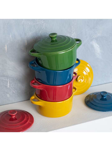 TABLE PASSION 4-delige set: mini-braadsledes "Old" meerkleurig - Ø 13 cm