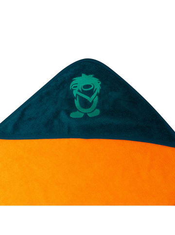 Trollkids Badhanddoek met capuchon "Sandefjord" oranje/groen - (L)95 x (B)95 cm