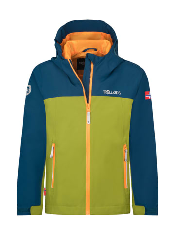 Trollkids Functionele jas "Telemark" groen/blauw/oranje