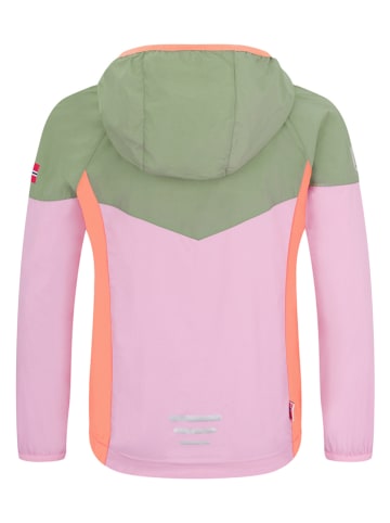 Trollkids Kurtka przeciwwiatrowa "Sira" w kolorze zielono-jasnoróżowym