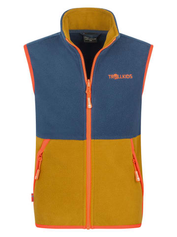 Trollkids Fleece bodywarmer "Kjerag" donkerblauw/lichtbruin