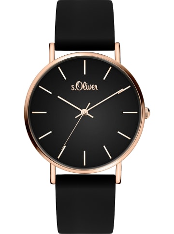 S. Oliver Zegarek kwarcowy w kolorze różowozłoto-czarnym