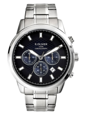 s.Oliver Chronograph in Silber/ Dunkelblau