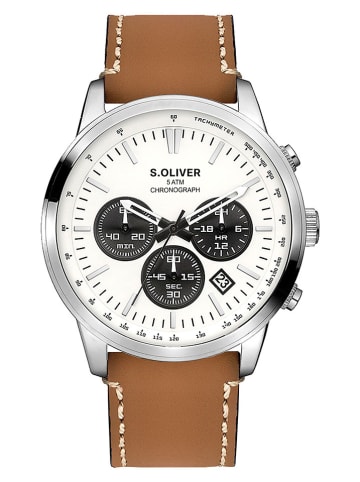 s.Oliver Chronograaf lichtbruin/zilverkleurig/wit