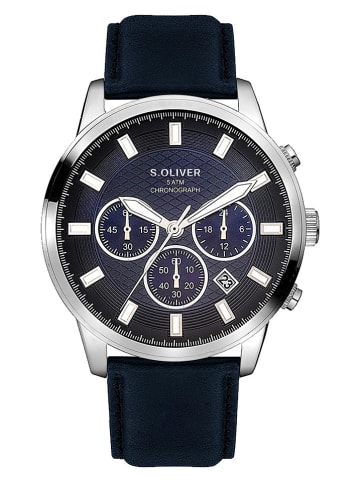 s.Oliver Chronograaf donkerblauw/zilverkleurig