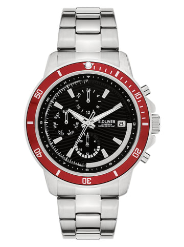s.Oliver Chronograaf zilverkleurig/zwart/rood