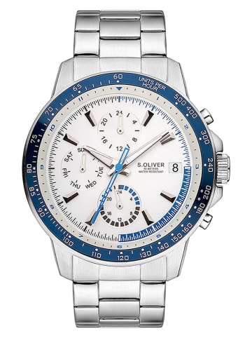 s.Oliver Chronograaf zilverkleurig/wit/donkerblauw