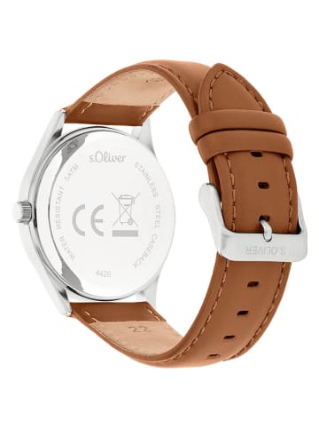 s.Oliver Quarzuhr in Hellbraun/ Silber/ Creme