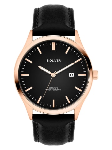 s.Oliver Quarzuhr in Schwarz/ Roségold